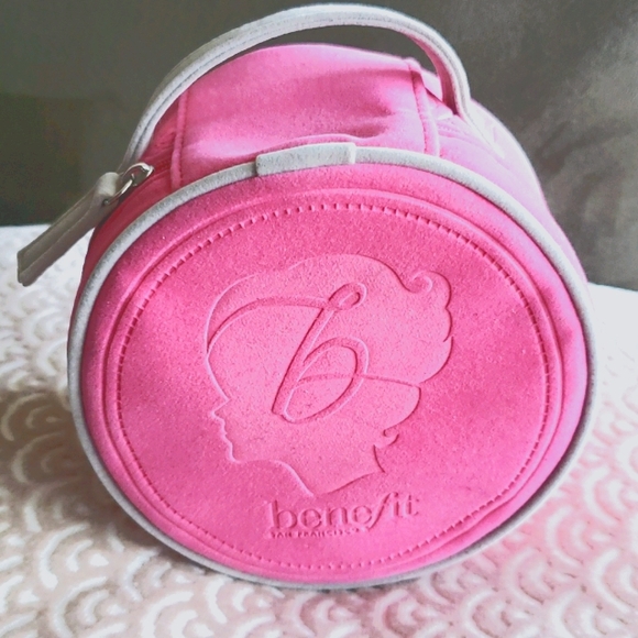 Benefit Handbags - Benefit Pink Round Cosmetic Case with Handle